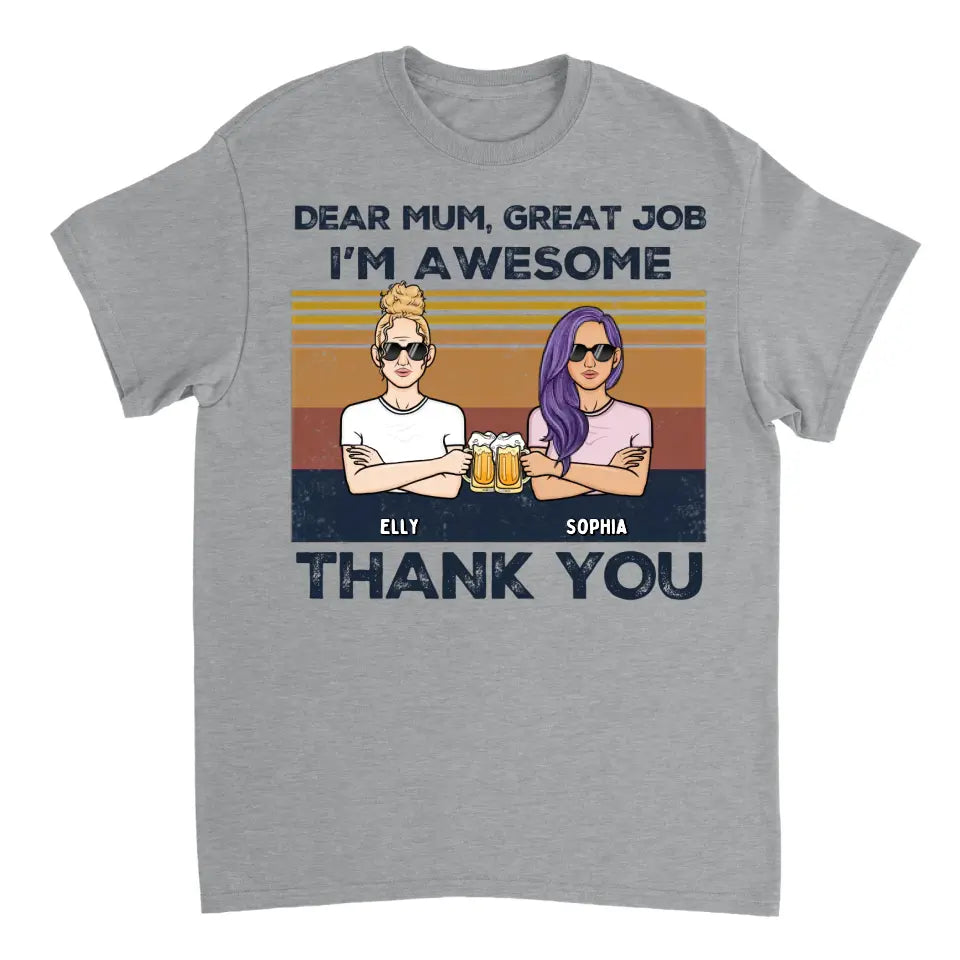 Liebe Mama, wir sind großartig, danke Vollversion – personalisiertes Unisex-T-Shirt, Kapuzenpullover, Sweatshirt – Geschenk für Mama, Mama, Mama 