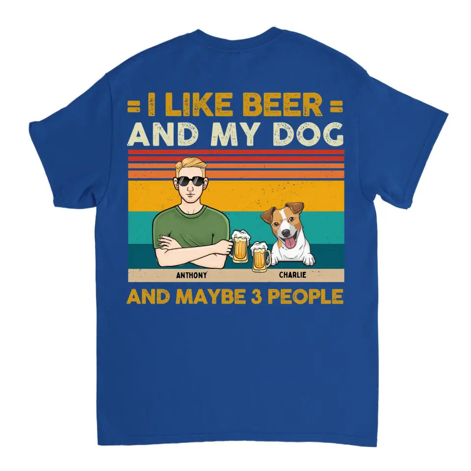 Ich mag Bier und meine Hunde und kann 3 Personen sein – personalisiertes Unisex-T-Shirt, Sweatshirt, Kapuzenpullover – Geschenke für Hundeliebhaber 