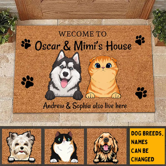Welcome To Doormat Human Just Live Here - Personalized Dog Cat Doormat