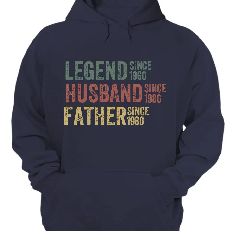Personalisiertes Papa-Opa-Shirt, Vatertagsshirt, Ehemann-Vater-Opa-Legende, Großvater-individuelle Daten, lustiges Papa-Geburtstagsgeschenk für Männer 