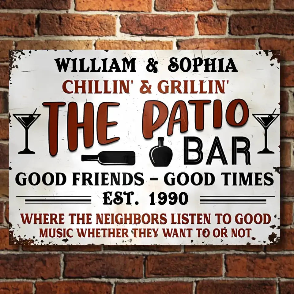 Custom Grilling Patio Backyard Vertical Metal Sign