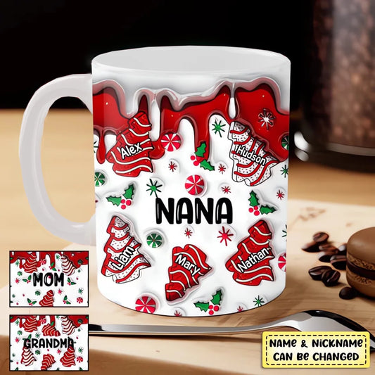 Cozy Up with Hot Cocoa and Holiday Films - Family Personalized Custom 3D Inflated Effect Printed Mug - Gift For Grandma, Nana