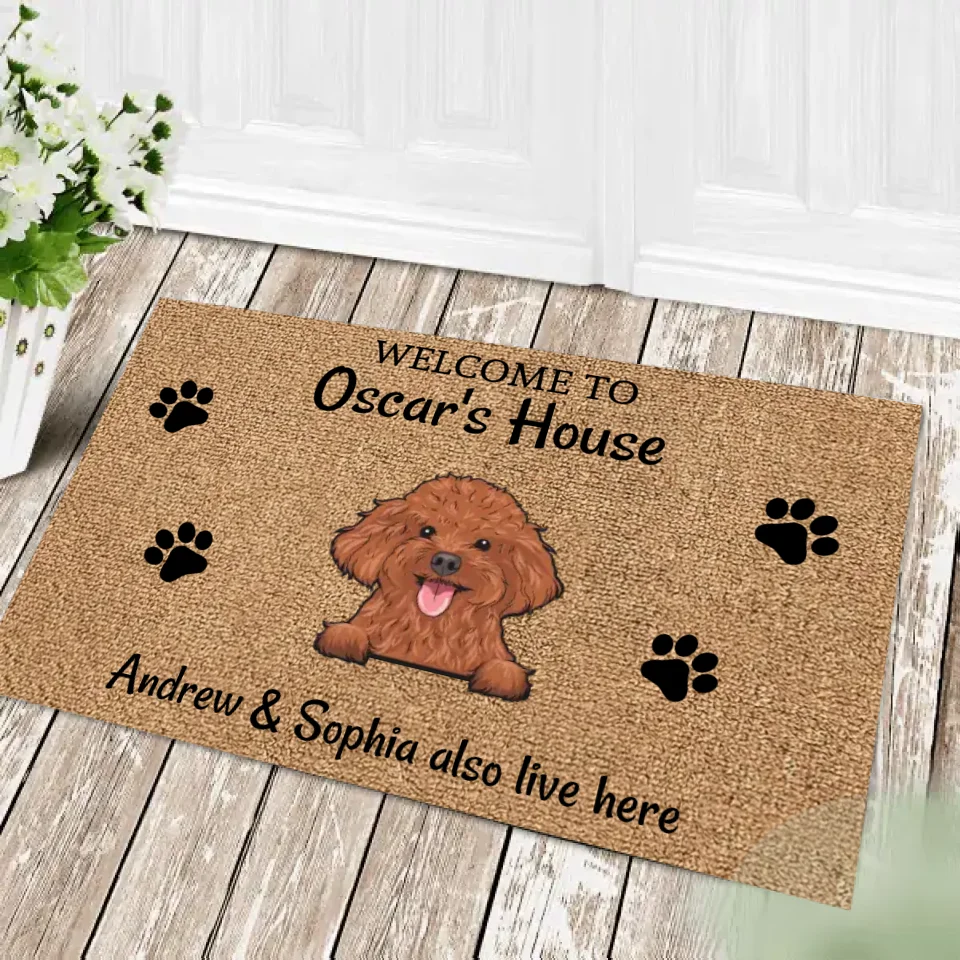 Welcome To Our Home Human Just Live Here - Personalized Pet Doormat, Dog Cat Doormat