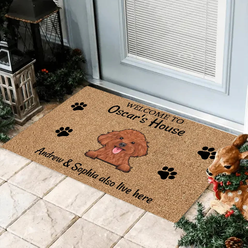 Welcome To Our Home Human Just Live Here - Personalized Pet Doormat, Dog Cat Doormat