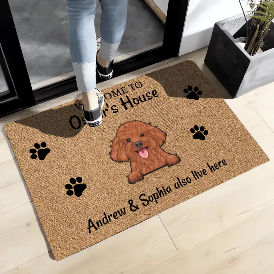 Welcome To Our Home Human Just Live Here - Personalized Pet Doormat, Dog Cat Doormat