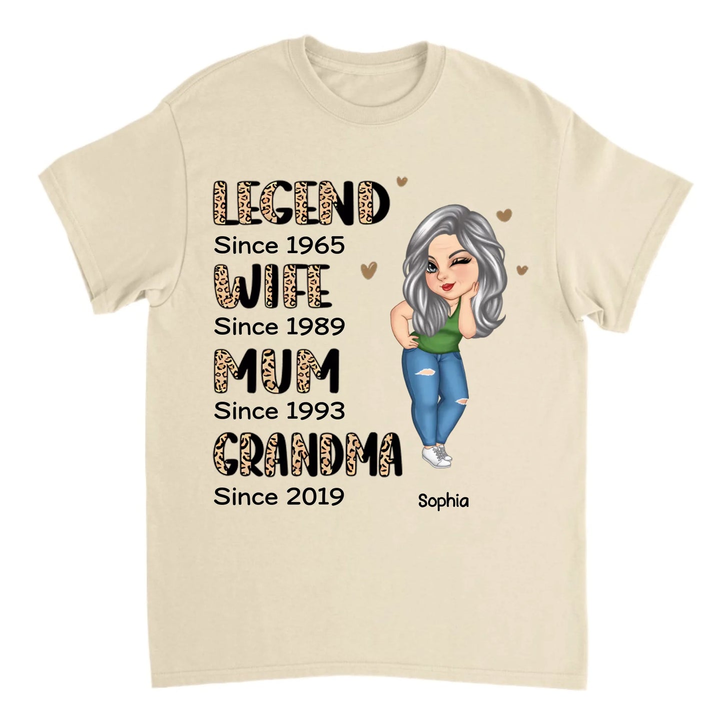 Leopard Sassy Legend Wife Mother Grandma - Personalized T-Shirt, Mother's Gift, Gift For Mom, Grandma