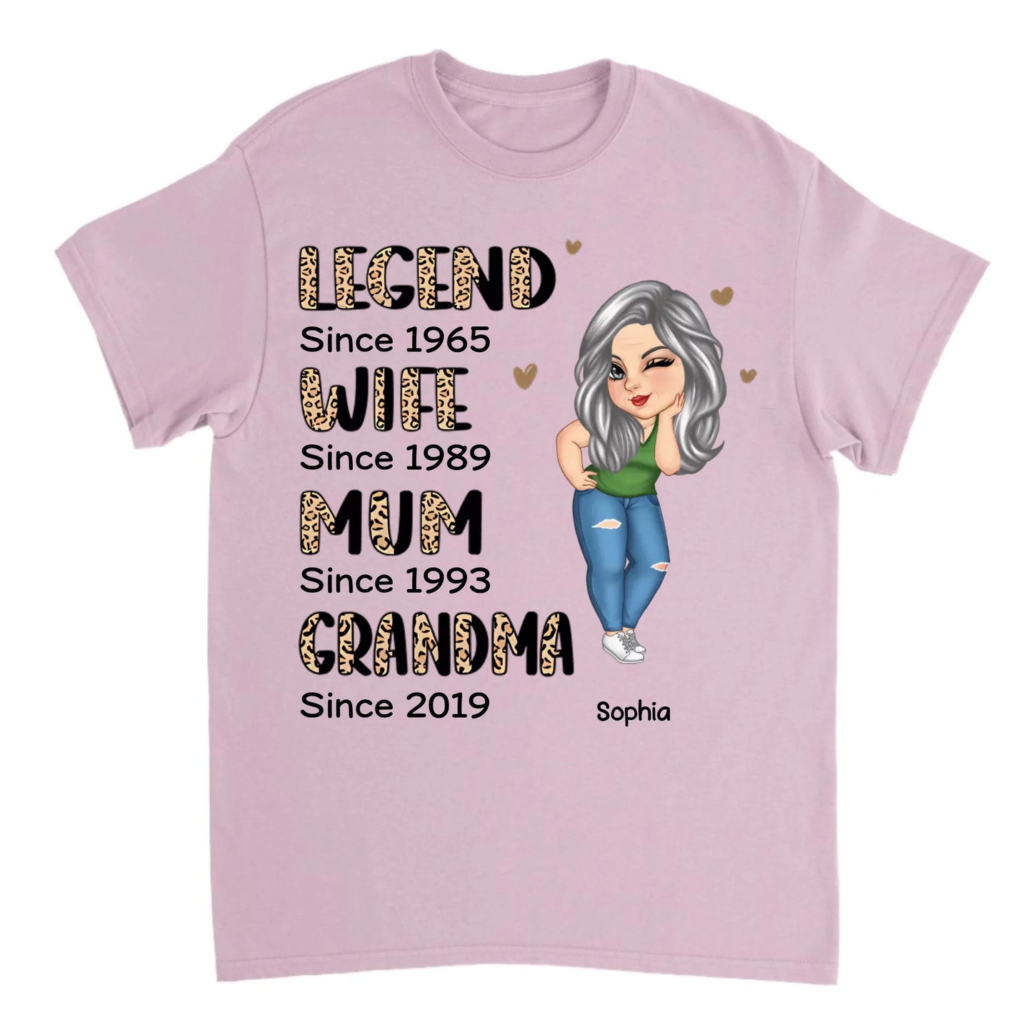 Leopard Sassy Legend Wife Mother Grandma - Personalized T-Shirt, Mother's Gift, Gift For Mom, Grandma