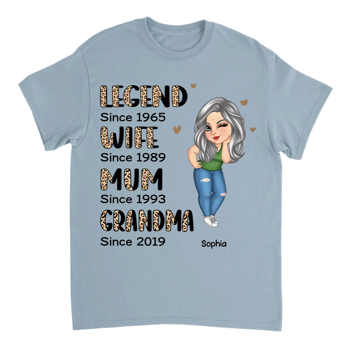 Leopard Sassy Legend Wife Mother Grandma - Personalized T-Shirt, Mother's Gift, Gift For Mom, Grandma