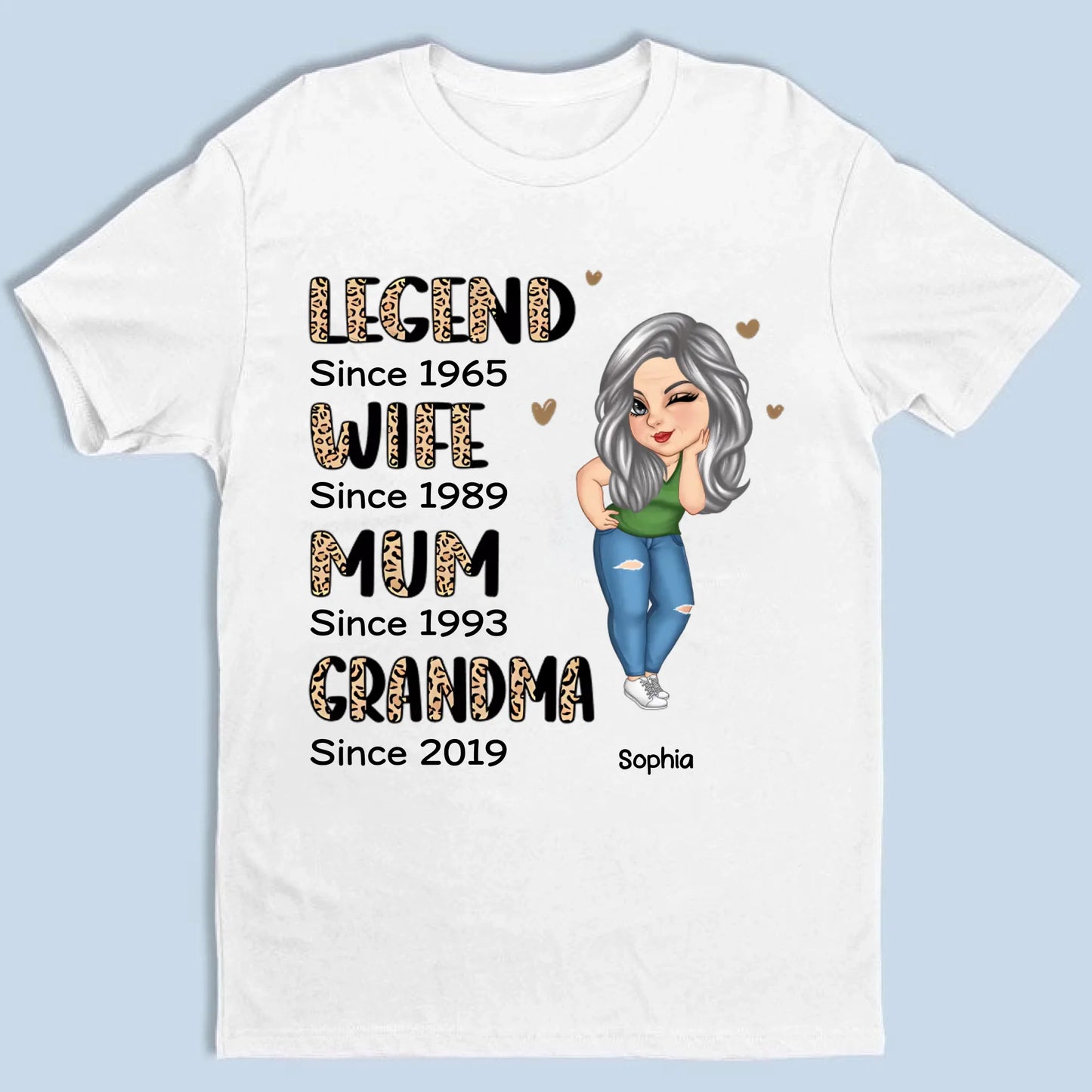 Leopard Sassy Legend Wife Mother Grandma - Personalized T-Shirt, Mother's Gift, Gift For Mom, Grandma