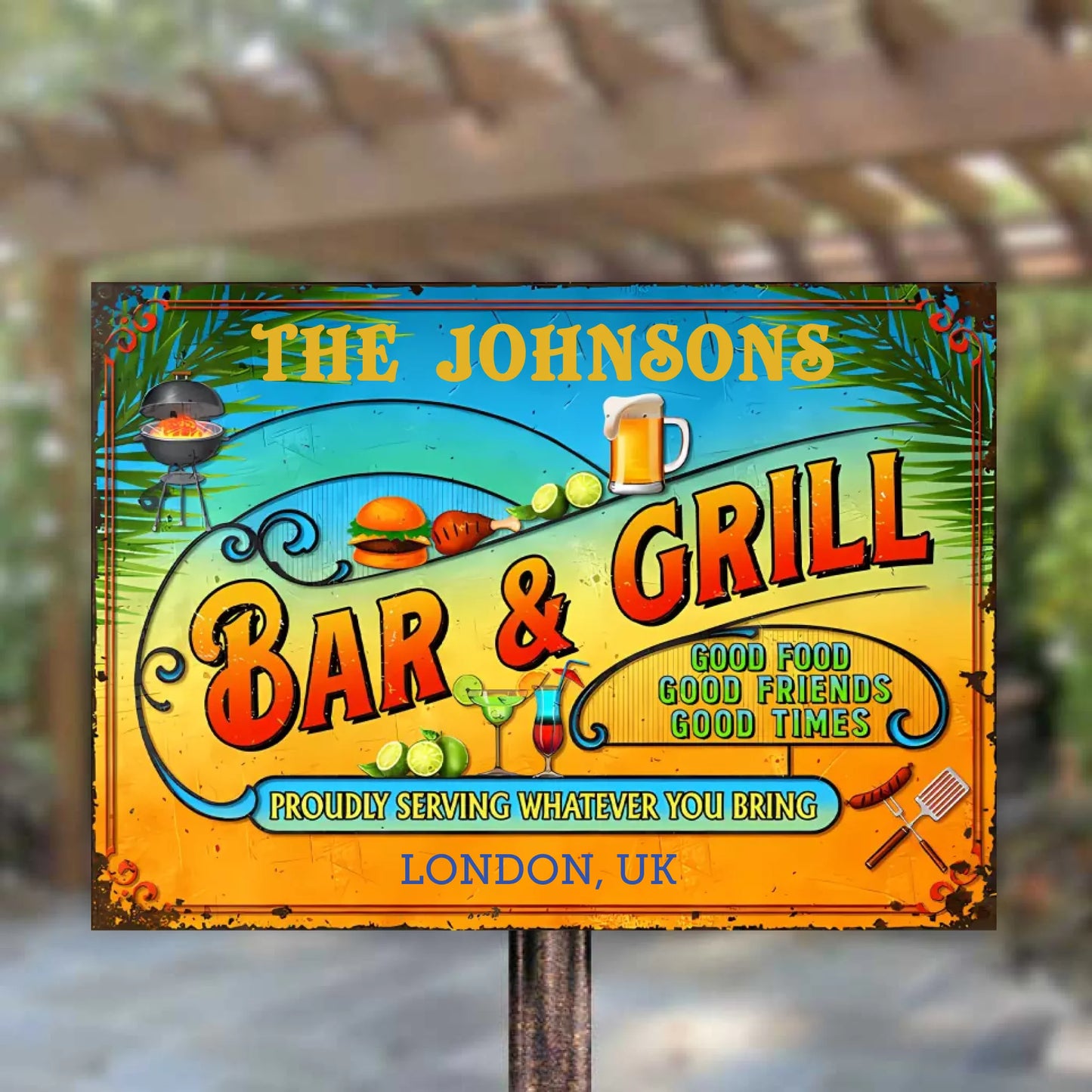 Personalized Grilling Summer Horizontal Metal Signs