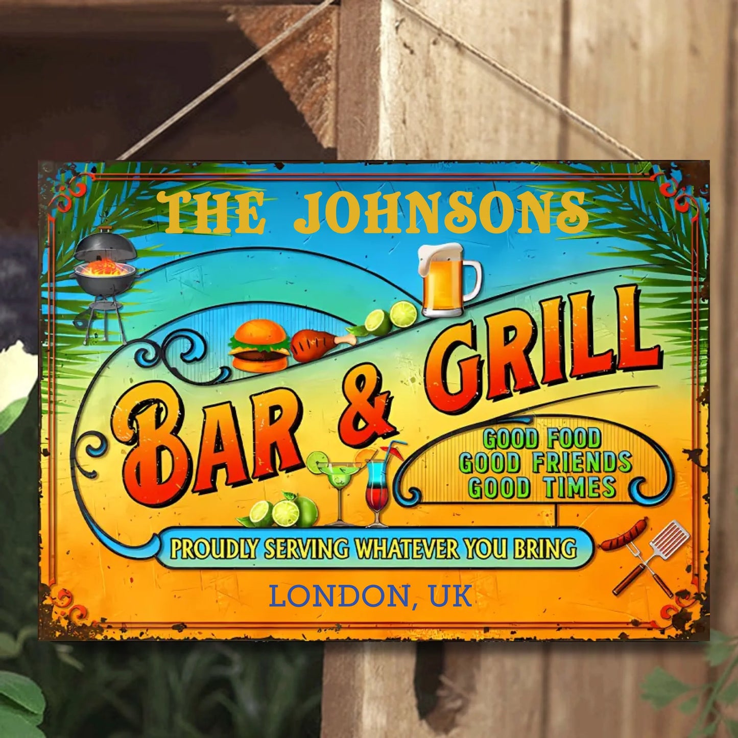 Personalized Grilling Summer Horizontal Metal Signs