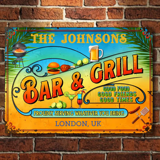 Personalized Grilling Summer Horizontal Metal Signs