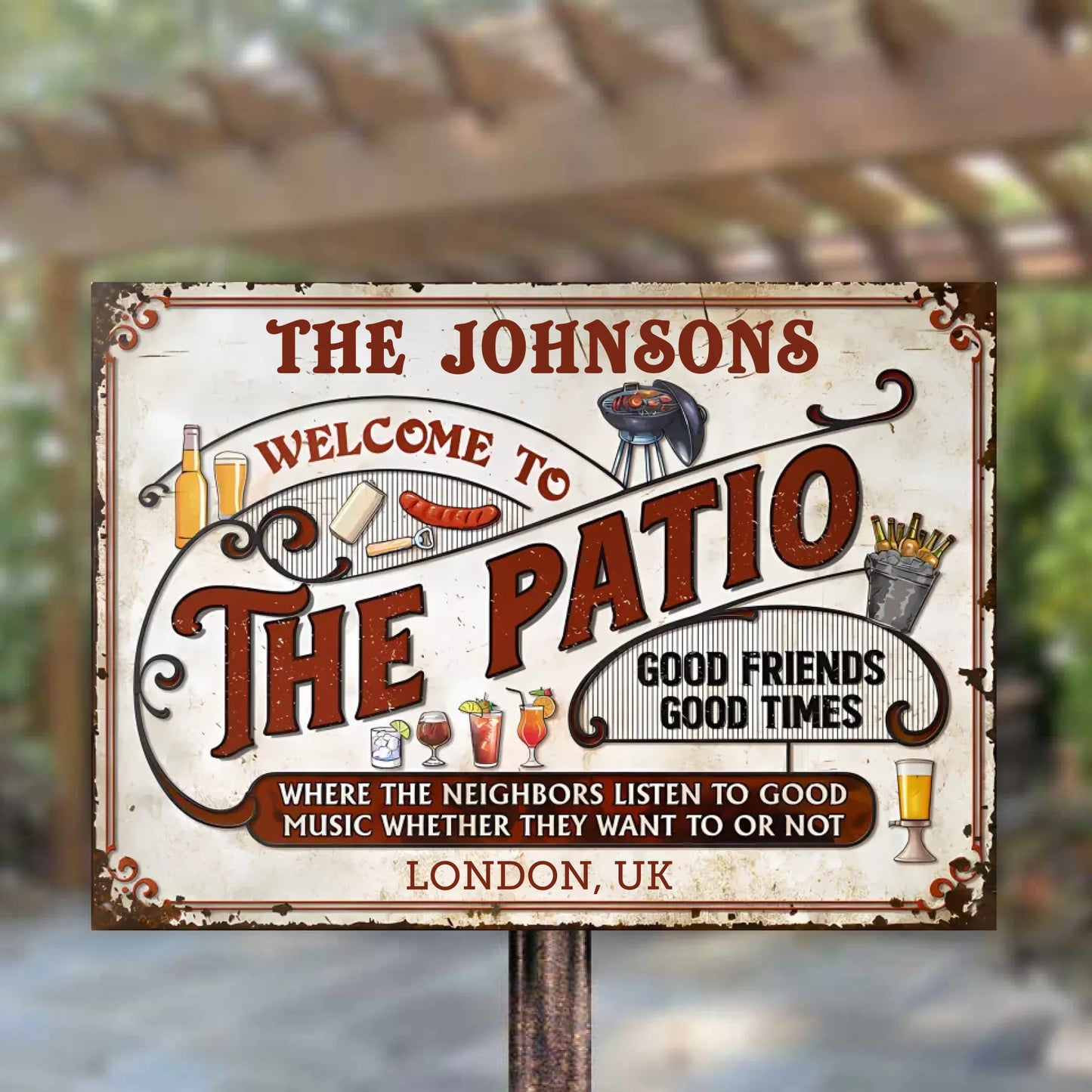 Personalized Patio Grilling Horizontal Metal Signs