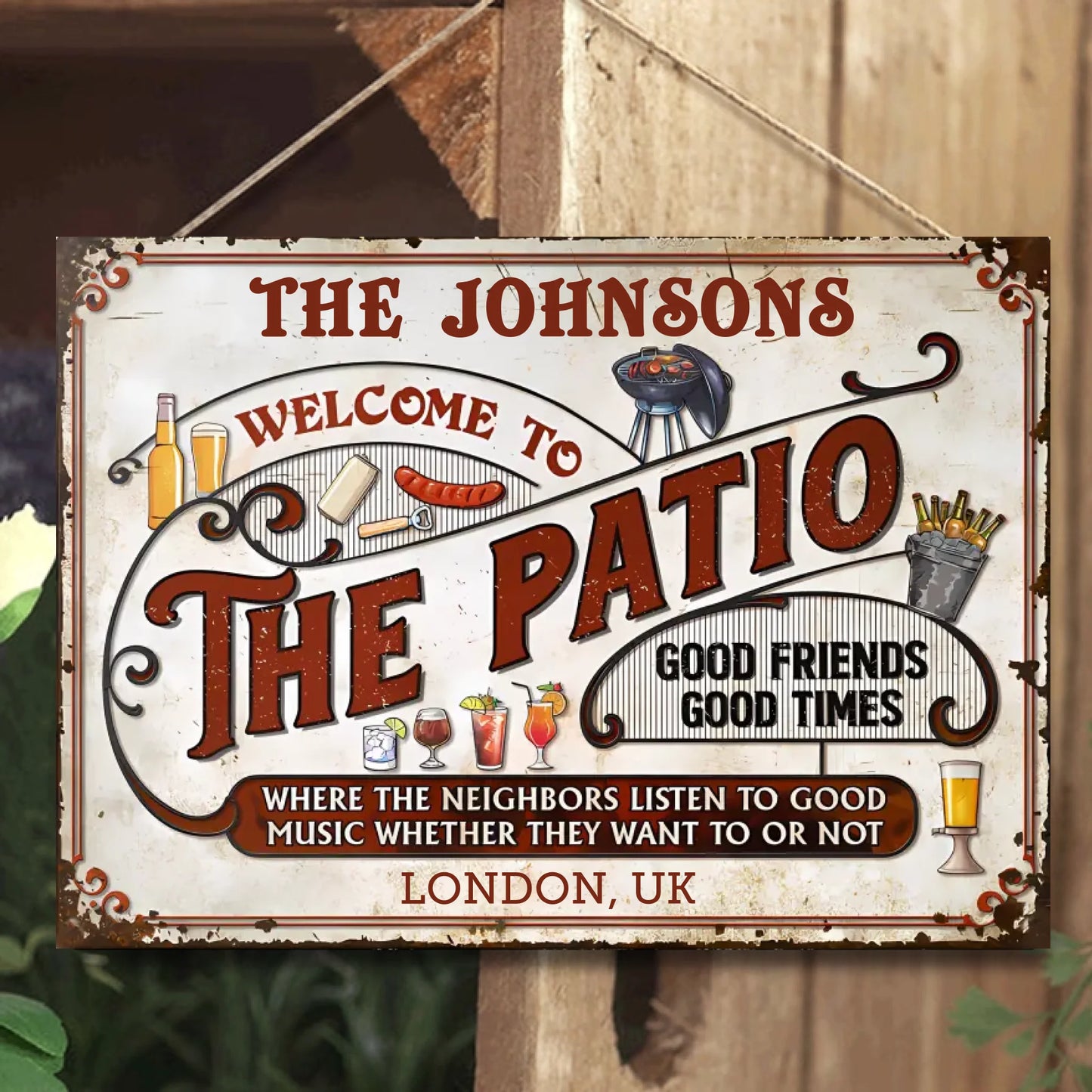 Personalized Patio Grilling Horizontal Metal Signs