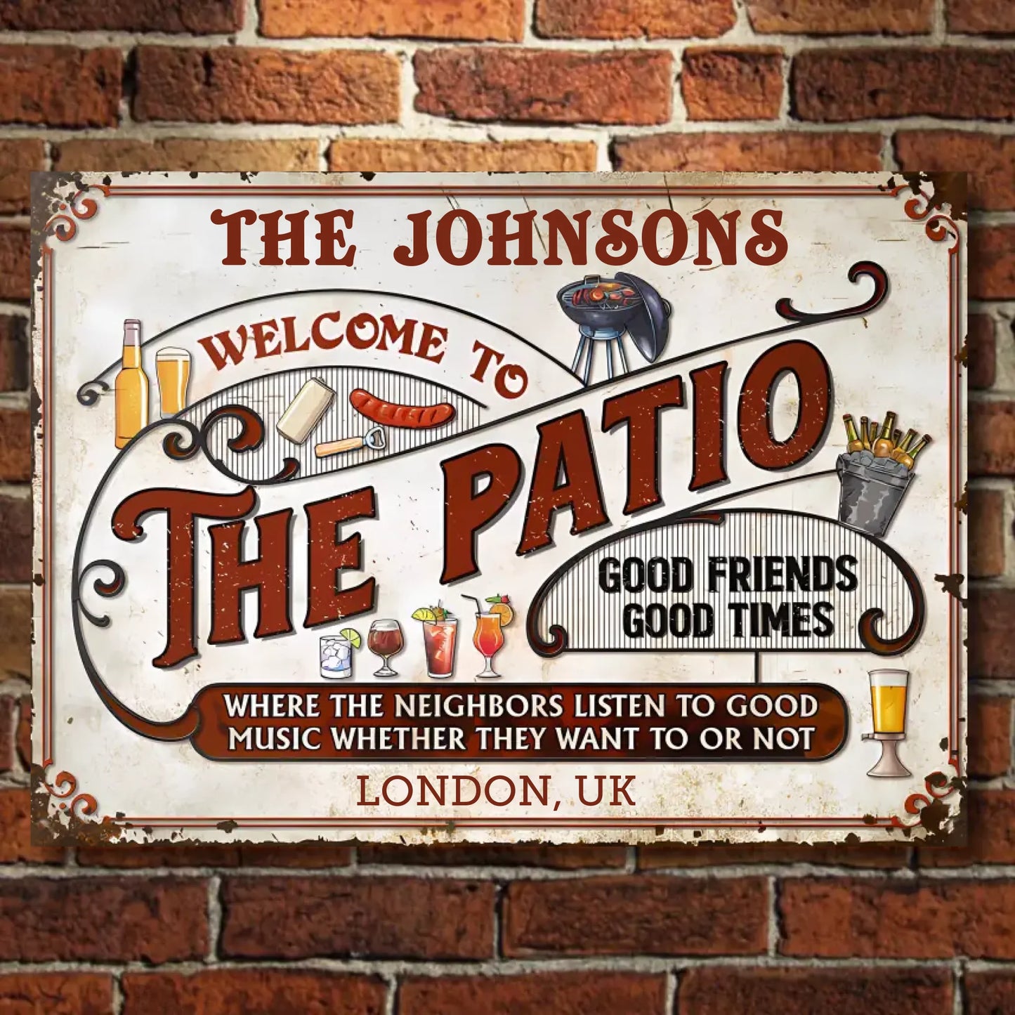 Personalized Patio Grilling Horizontal Metal Signs