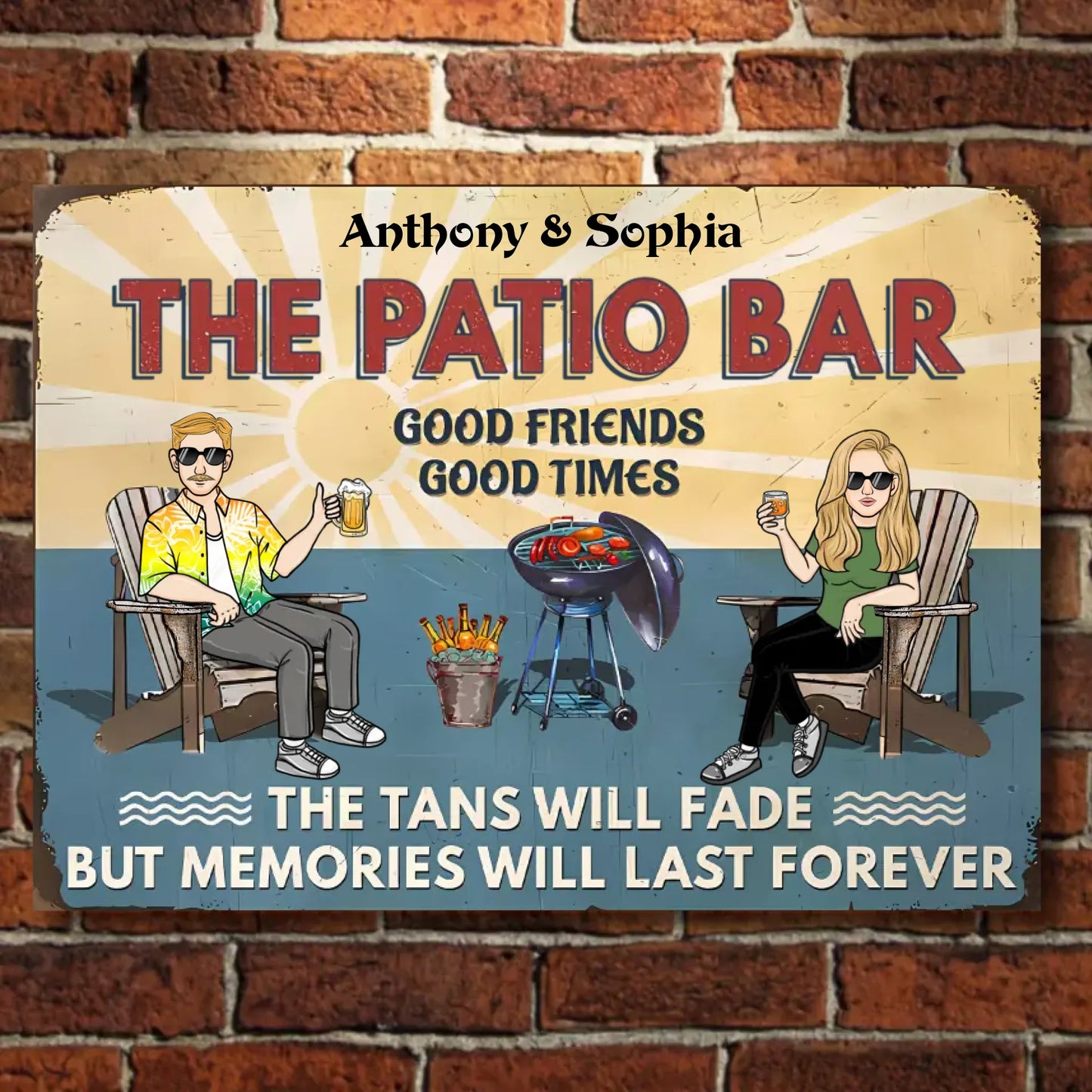 The Tans Will Fade But Memories Will Last Forever - Personalized Horizontal Metal Sign - Gift For Couples, Family