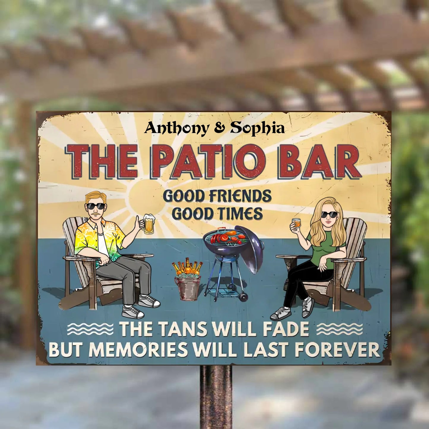 The Tans Will Fade But Memories Will Last Forever - Personalized Horizontal Metal Sign - Gift For Couples, Family