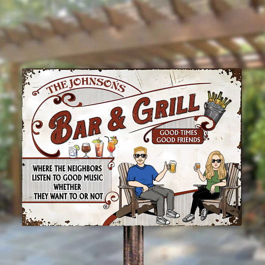 Deck Listen To Good Music Good Friends - Personalized Horizontal Metal Sign