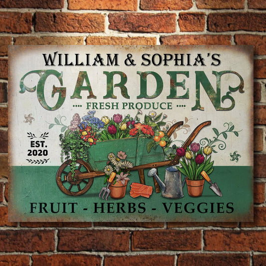 Garden Fresh Produce - Personalized Horizontal Garden Sign