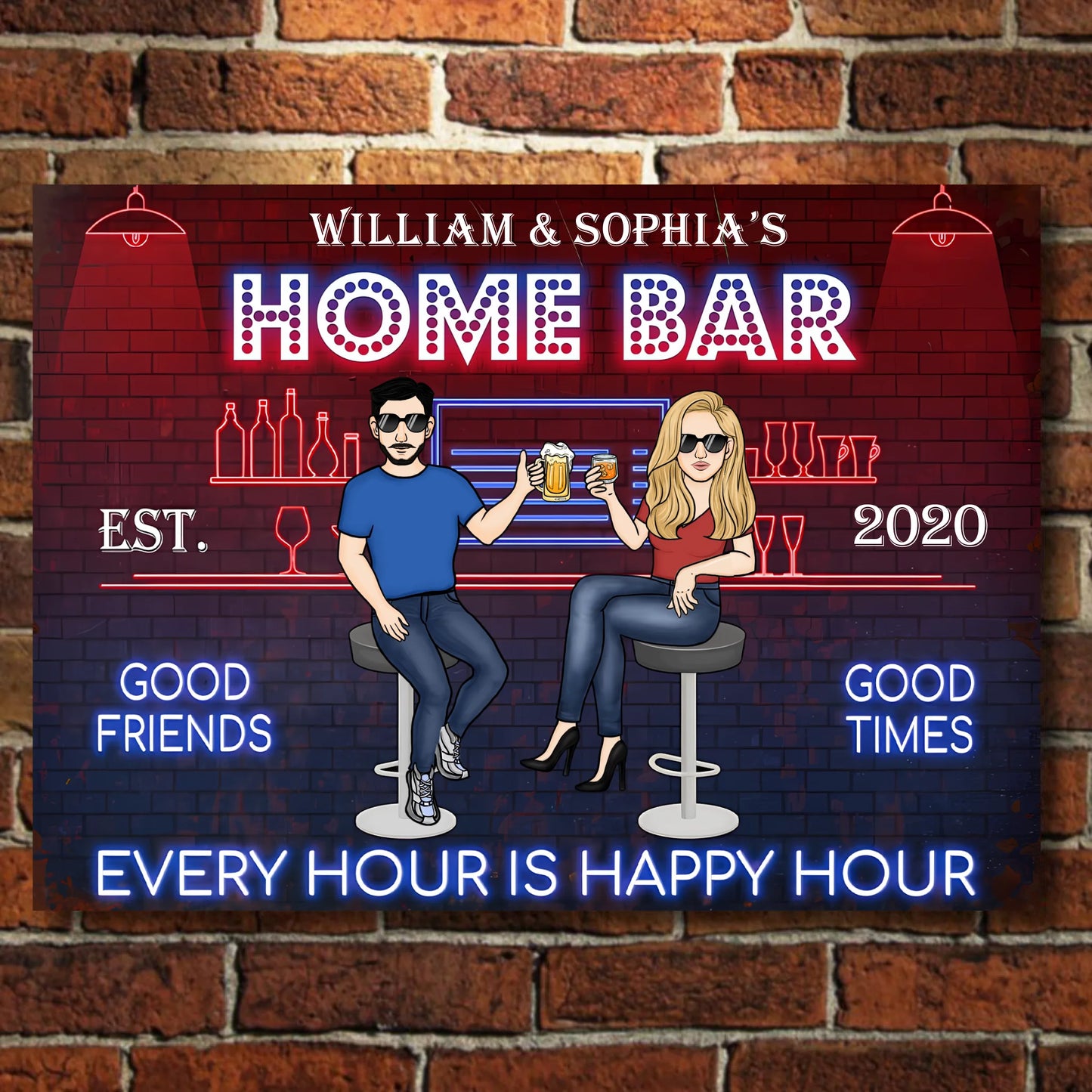 Every Hour Is Happy Hour - Personalized Horizontal Metal Sign