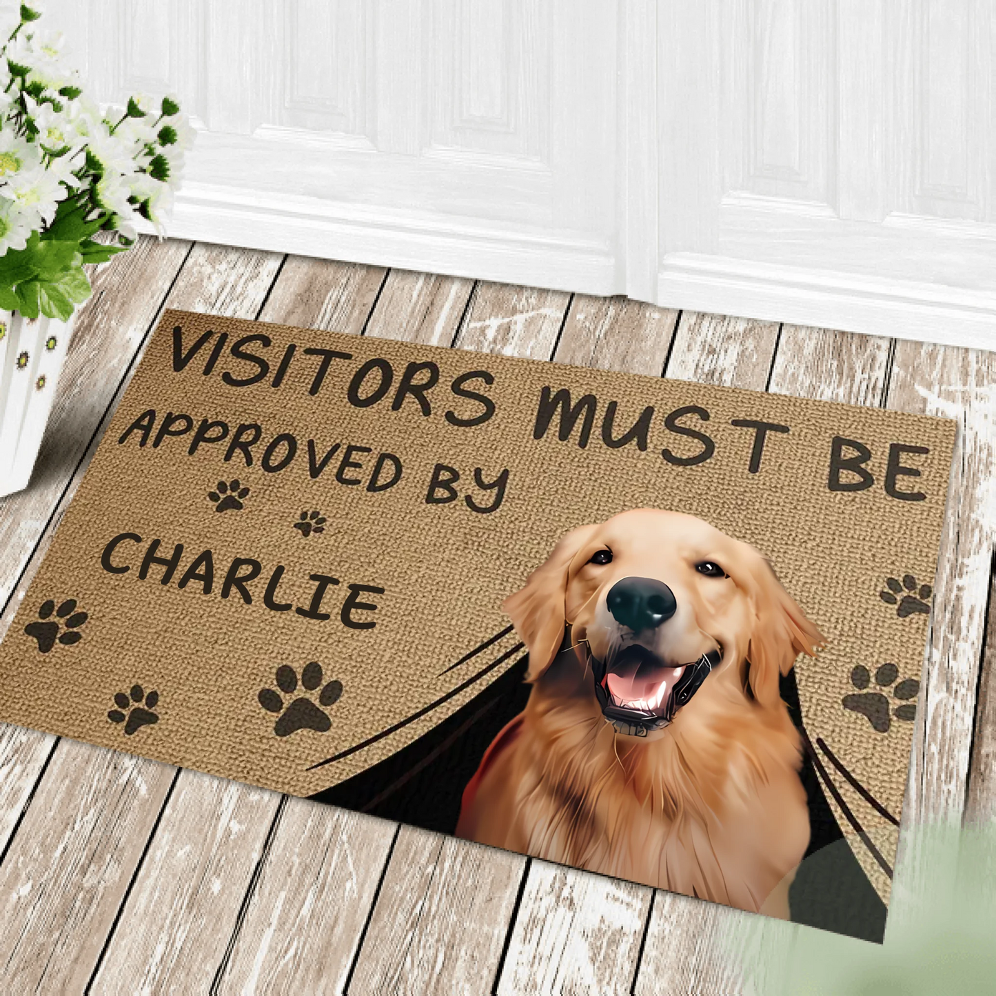 Visitors Must Be Approved By The Pets - Personalized Pet Doormat