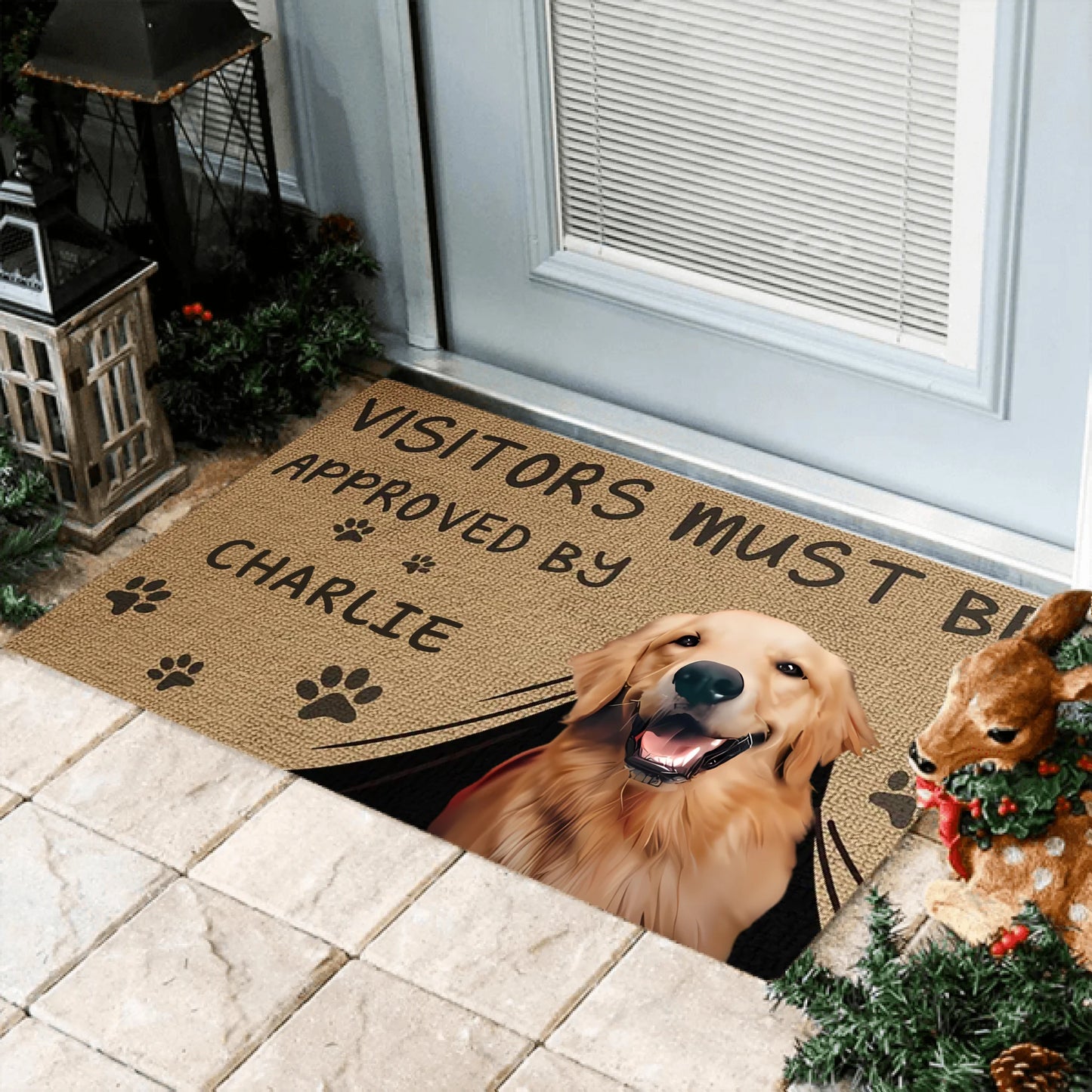 Visitors Must Be Approved By The Pets - Personalized Pet Doormat