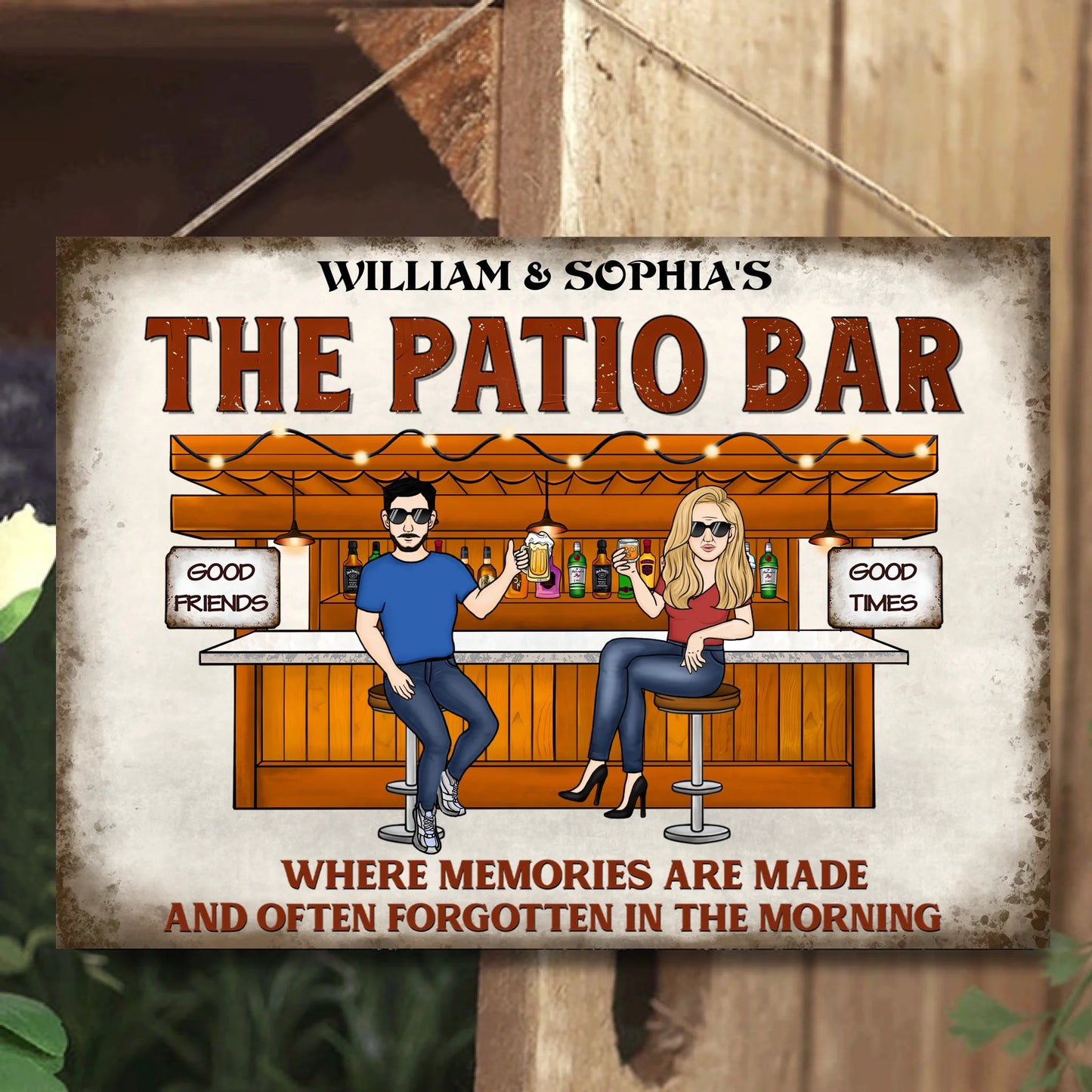 Back Garden Where Memories Are Made And Often Forgotten In The Morning 2 - Personalized Horizontal Metal Sign