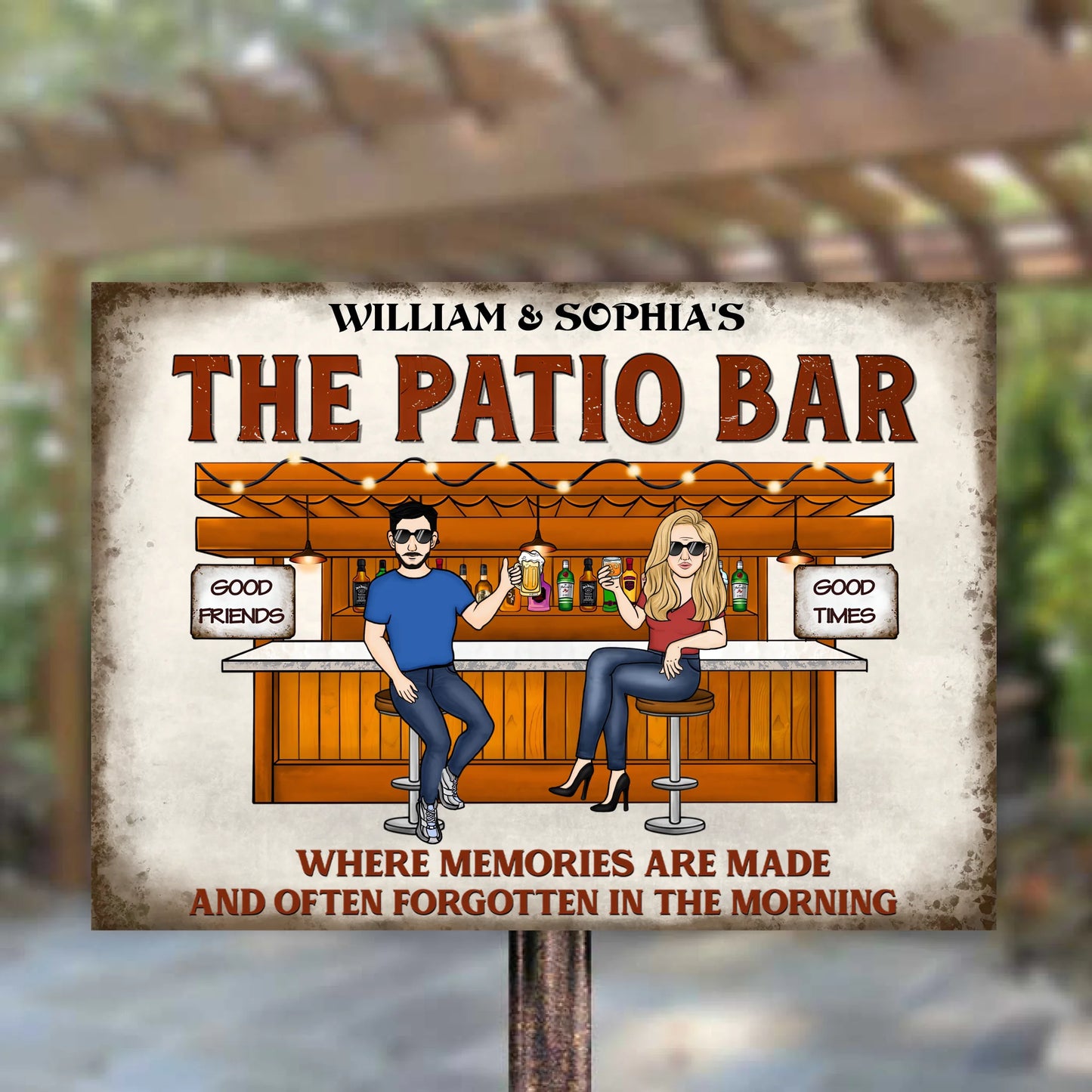 Back Garden Where Memories Are Made And Often Forgotten In The Morning 2 - Personalized Horizontal Metal Sign