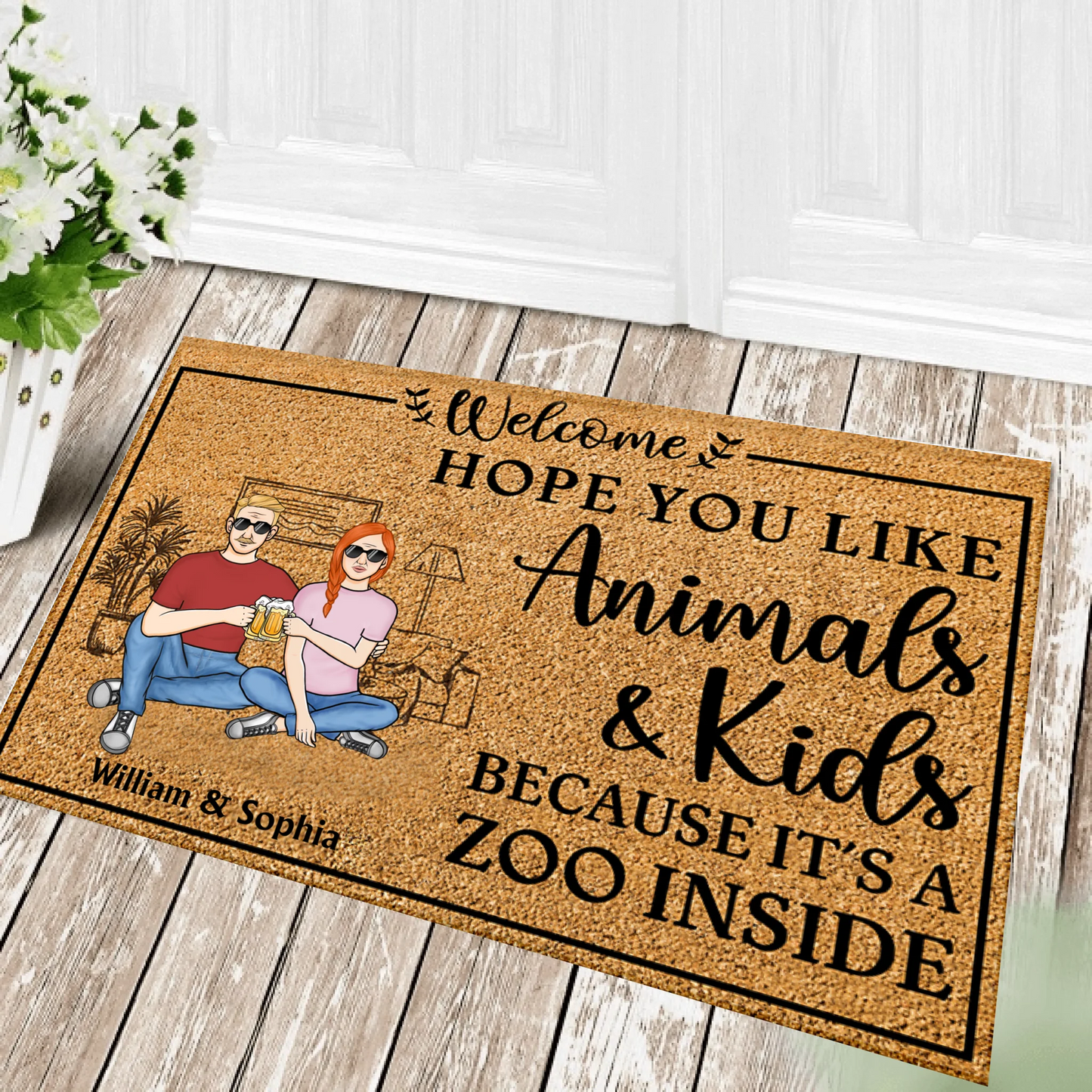 Hope You Like Animals and Kids Because It's A Zoo Inside - Personalized Custom Doormat