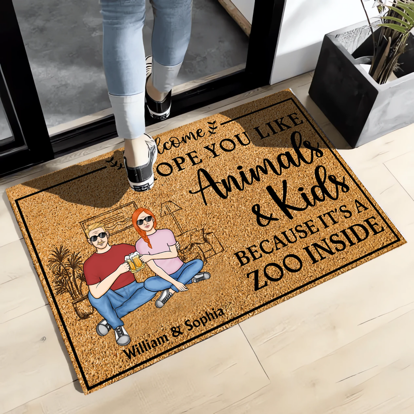 Hope You Like Animals and Kids Because It's A Zoo Inside - Personalized Custom Doormat