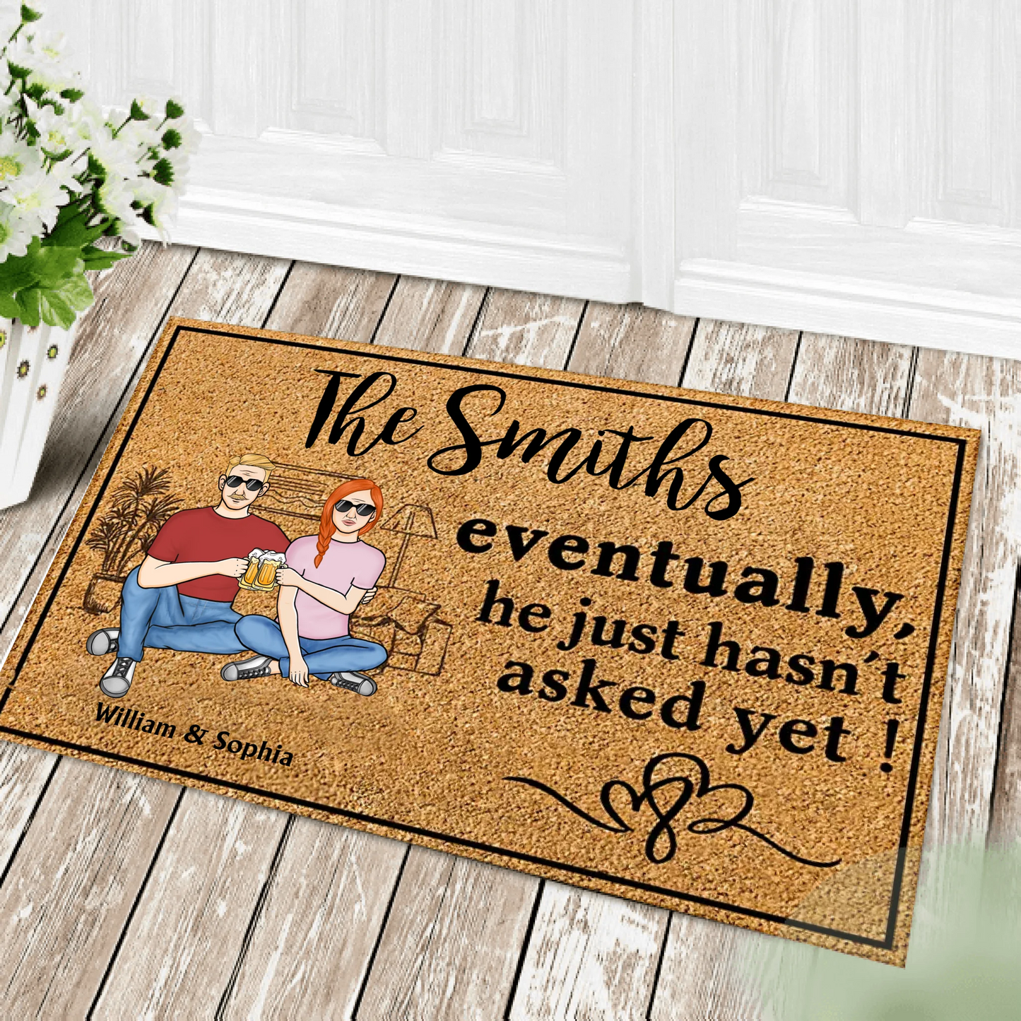 Family Couple Eventually He Just Hasn't Asked Yet - Personalized Doormat - Gift For Husband Wife, Couples