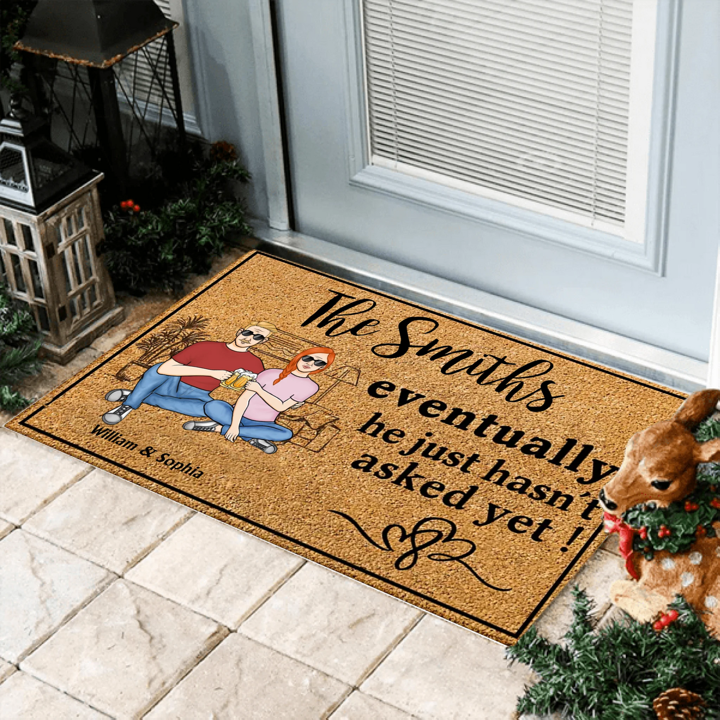 Family Couple Eventually He Just Hasn't Asked Yet - Personalized Doormat - Gift For Husband Wife, Couples
