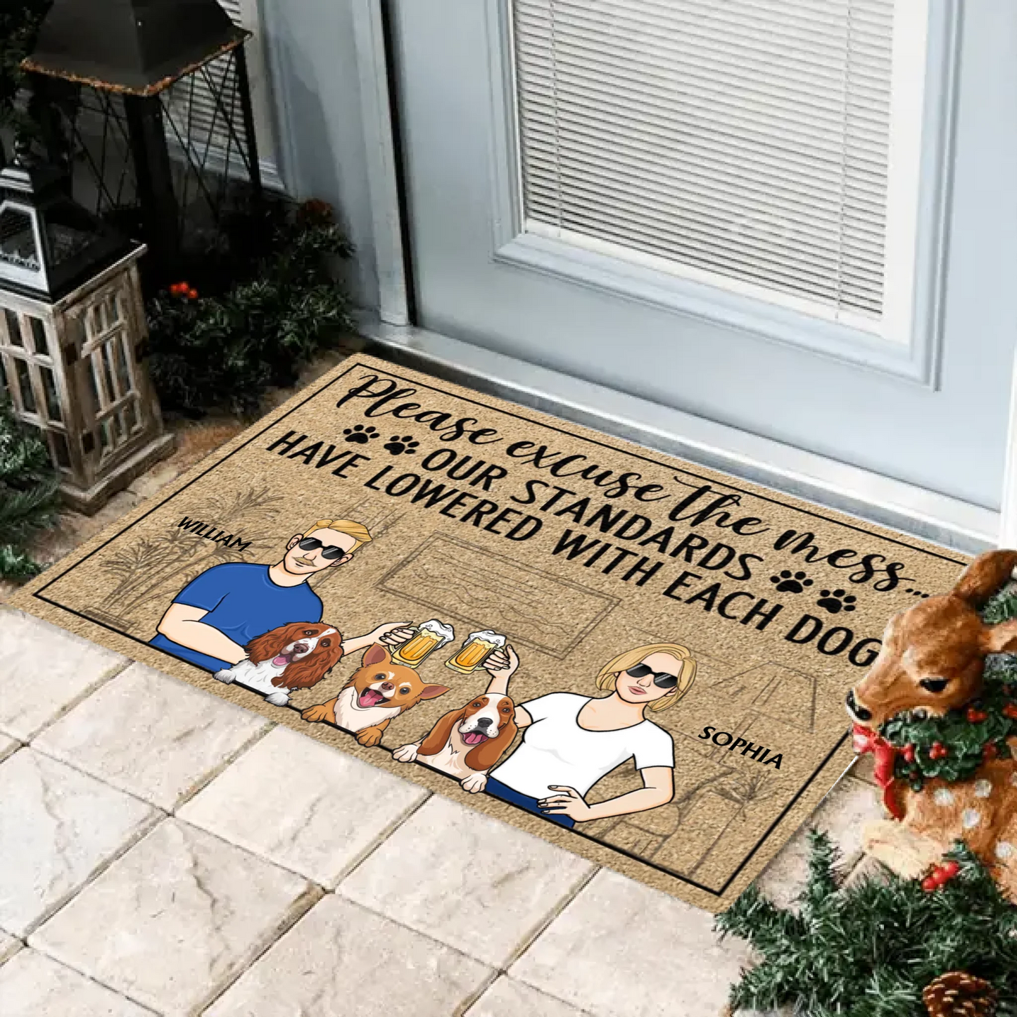 Please Excuse The Mess Our Standards Have Lowered With Each Dog - Personalized Doormat - Gift For Dog Lovers
