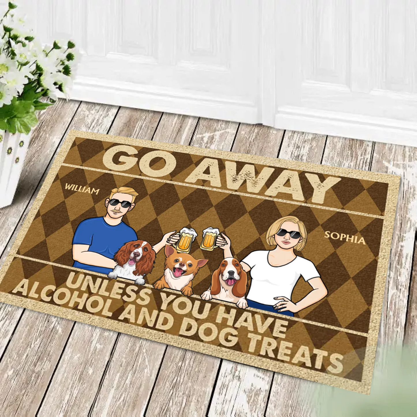 Go Away Unless You Have Alcohol And Dog Treats - Personalized Doormat - Gifts For Dog Lovers