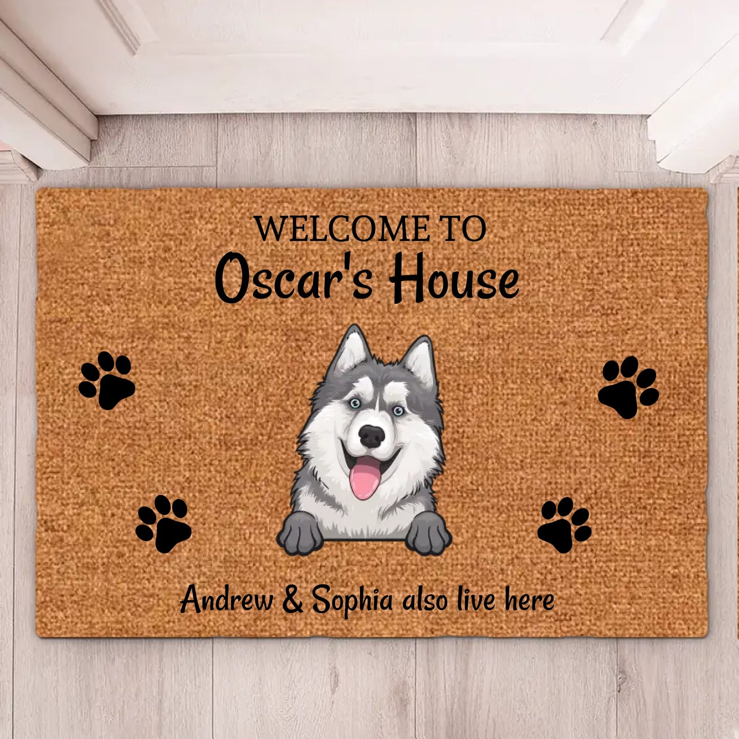 Bienvenido a Doormat Human Just Live Here - Felpudo personalizado para perros y gatos