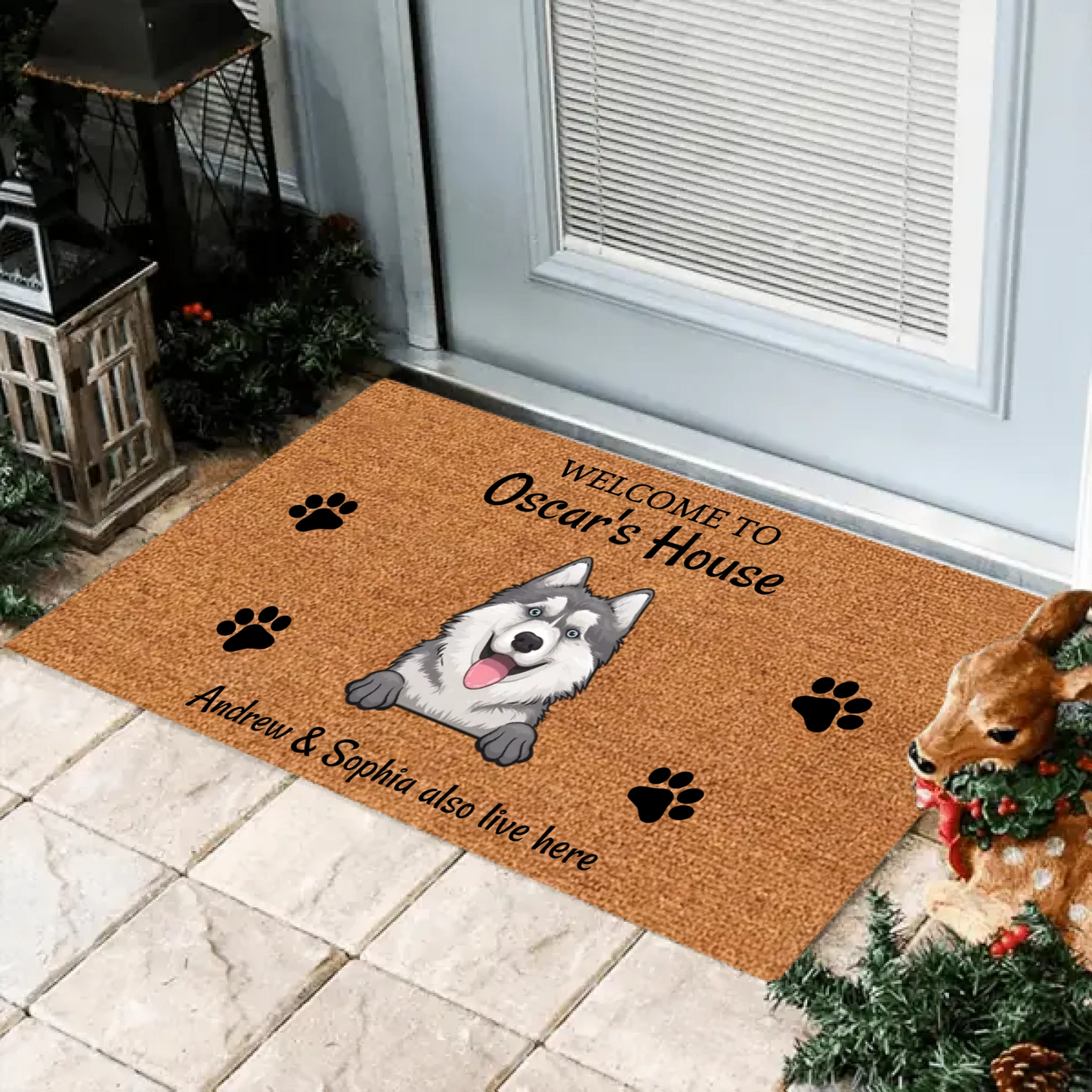 Bienvenido a Doormat Human Just Live Here - Felpudo personalizado para perros y gatos