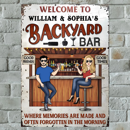 Patio Where Memories Are Made And Often Forgotten In The Morning - Personalized Vertical Classic Metal Sign