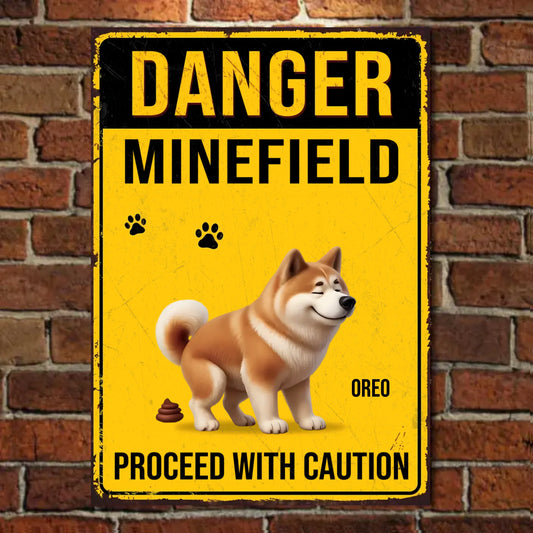 Proceed With Caution - Personalized Vertical Metal Sign - Gift For Dog Lovers, Pet Lovers