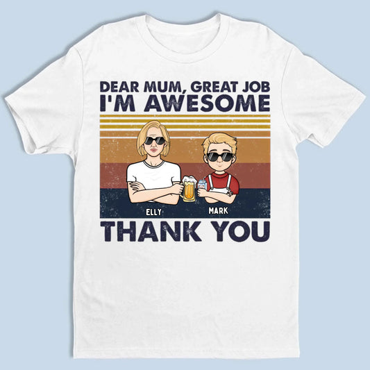 Liebe Mama, wir sind großartig, danke, Kinderversion – personalisiertes Unisex-T-Shirt, Kapuzenpullover, Sweatshirt – Geschenk für Mama, Mama, Mama