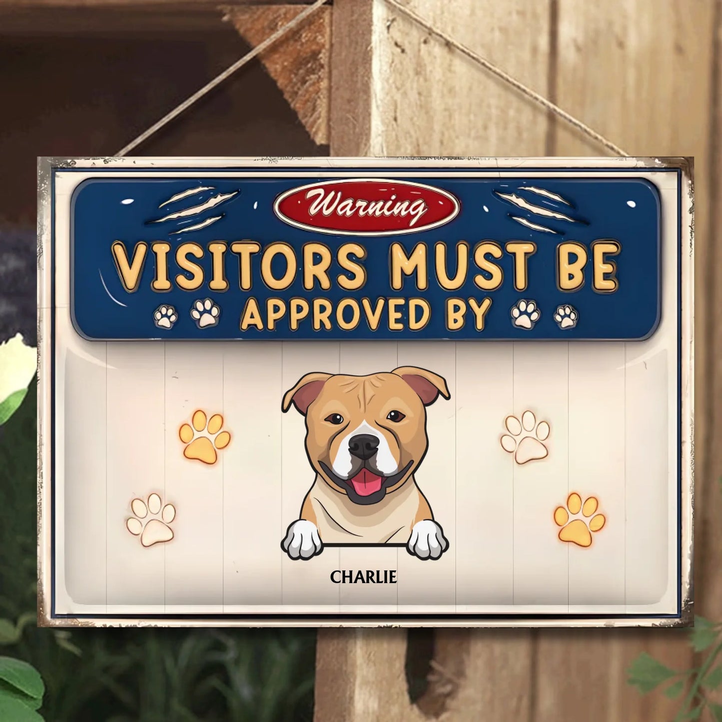 Visitors Must Be Approved By Our Dogs - 3D Effect Dogs - Personalized Horizontal Metal Signs - Gift For Dog Lovers