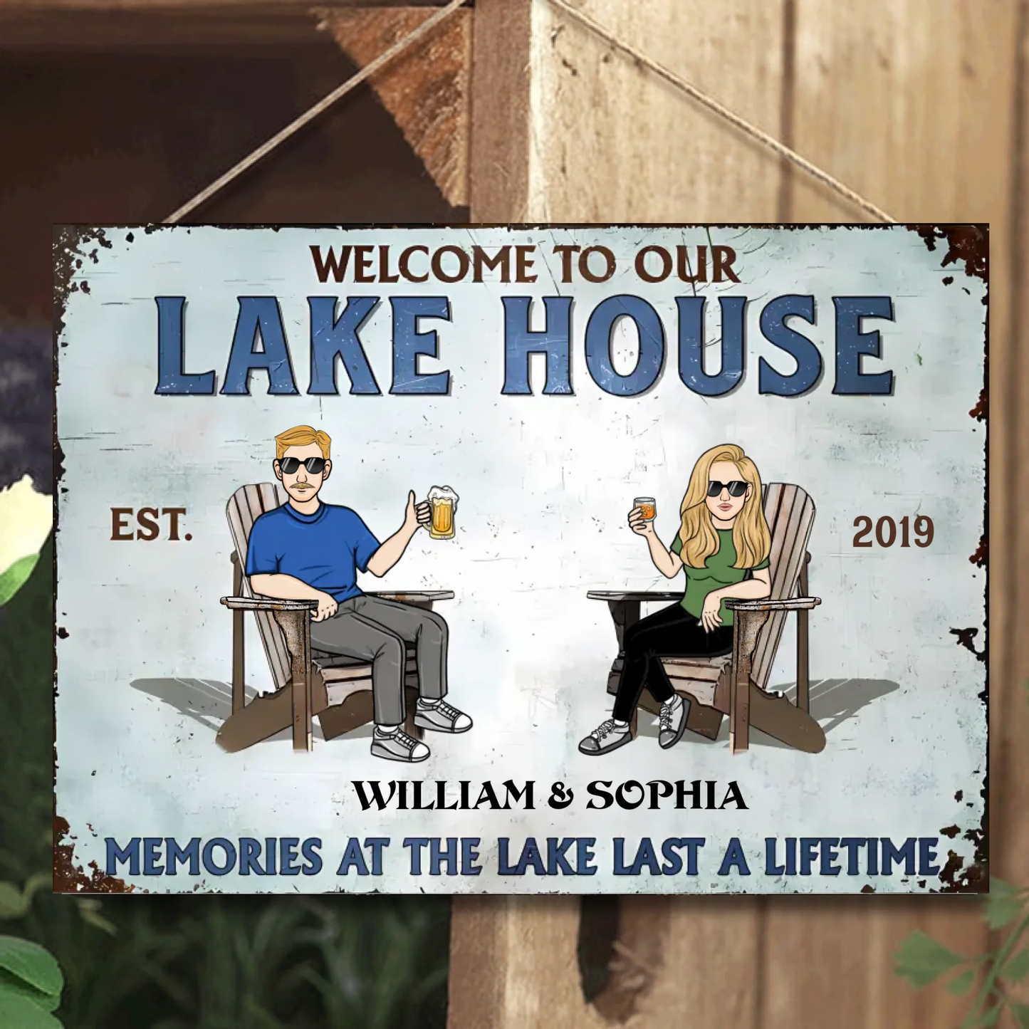 Welcome To Lake House Memories At The Lake Last A Lifetime - Personalized Horizontal Metal Sign