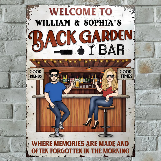 Patio Where Memories Are Made And Often Forgotten In The Morning - Personalized Vertical Classic Metal Sign