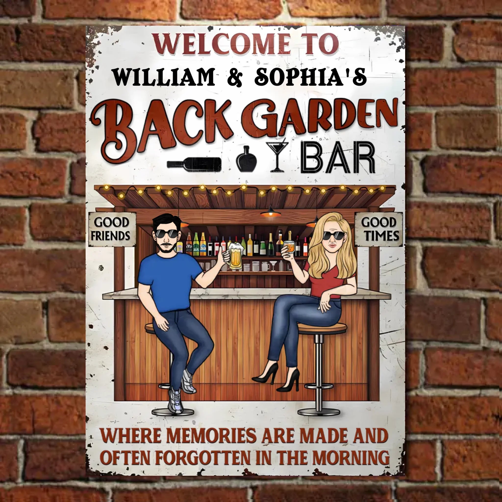 Patio Where Memories Are Made And Often Forgotten In The Morning - Personalized Vertical Metal Sign