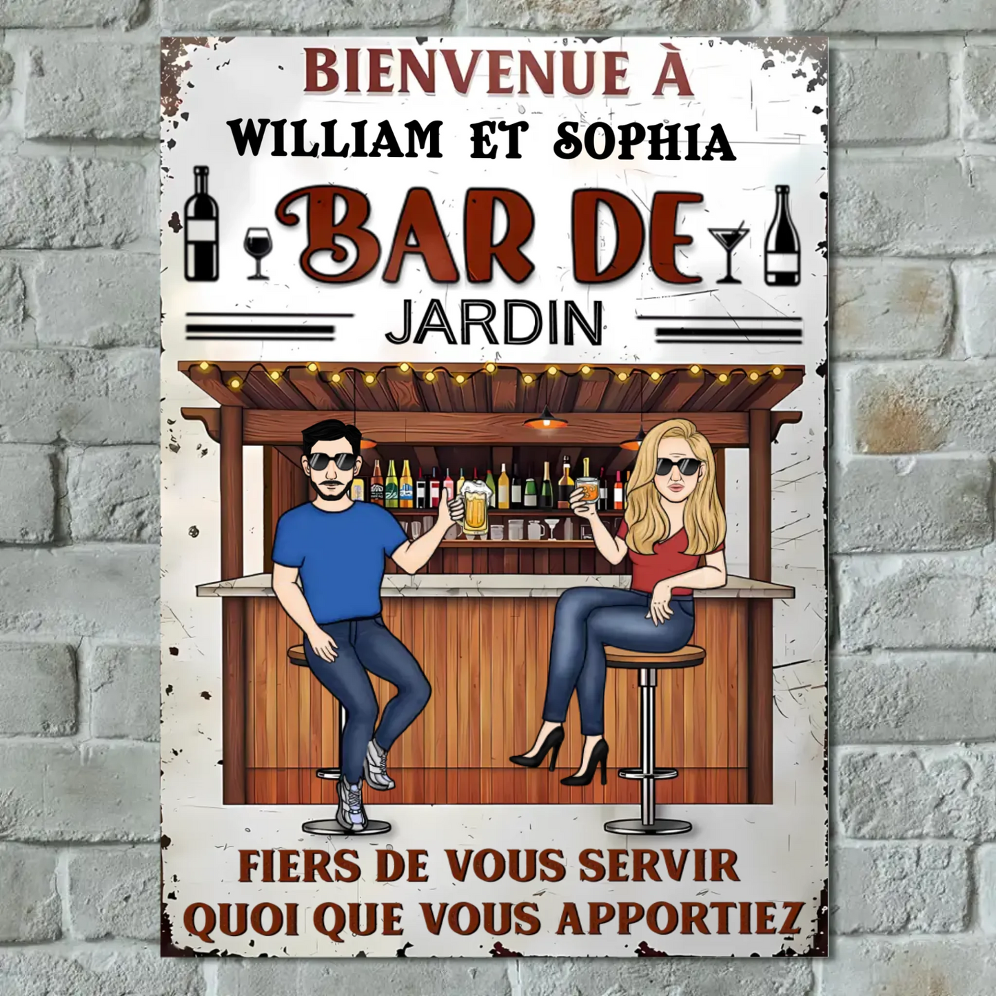 Fiers De Vous Servir, Quoi Que Vous Apportiez - Plaque En Métal Personnalisée