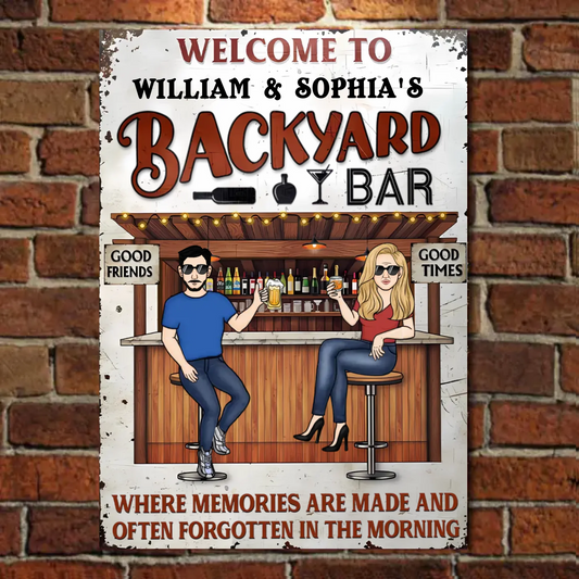 Tiki Bar Where Neighbors Listen To Good Music Whether They Want To Or Not - Personalized Vertical Metal Sign