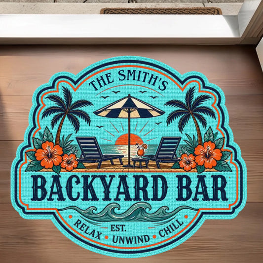 Custom Poolside Paradise Shaped Doormat