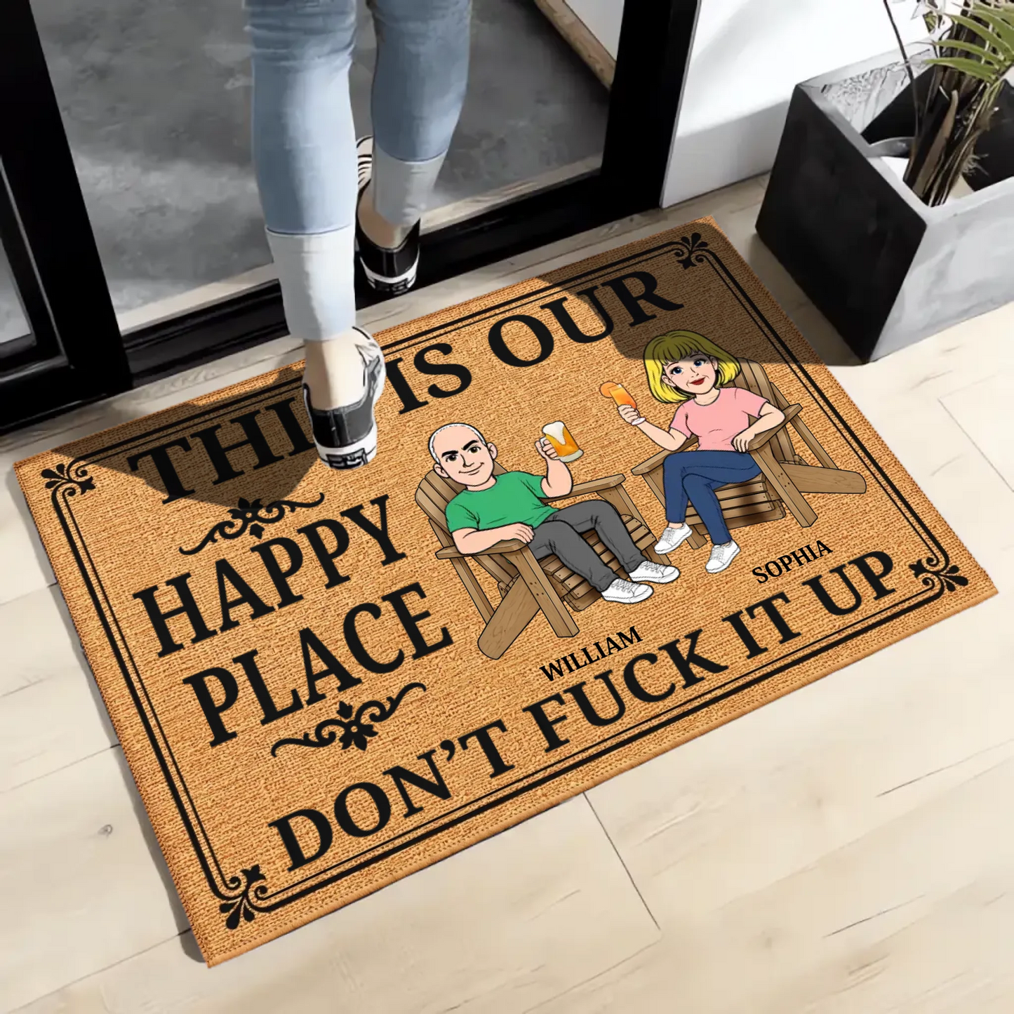 This Is Our Happy Place - Personalized Custom Doormat