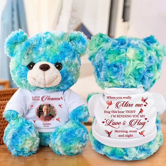 A Hug From Heaven With Cardinals - Personalized Memorial Teddy Bear