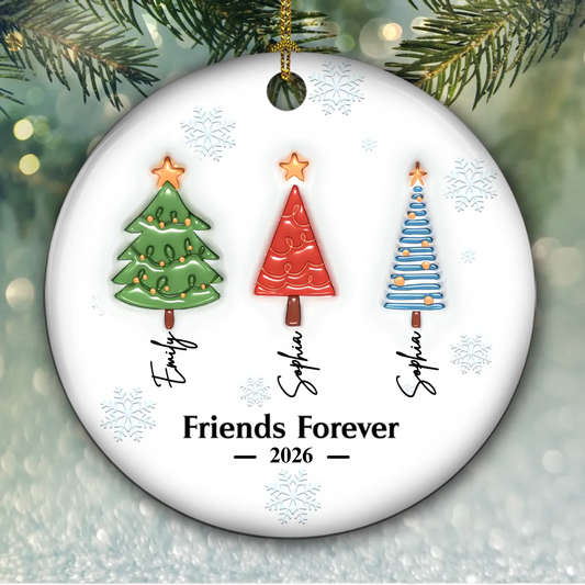 Friends Christmas Tree - Personalized 3D Inflated Effect Ceramic Ornament