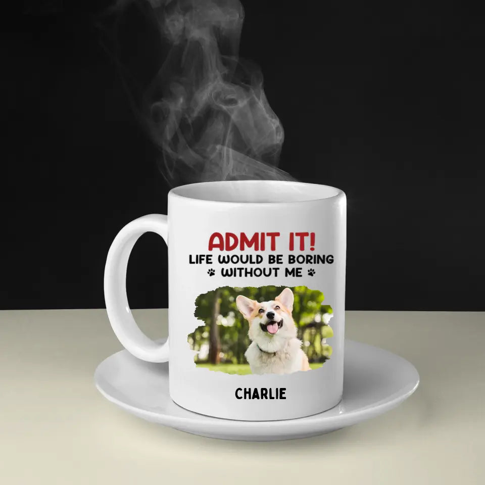 Admit It! Life Would Be Boring Without Us - Dog & Cat Personalized Upload Photo Mug - Gift For Pet Owners, Pet Lovers